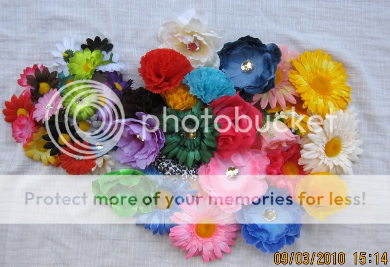 50 MIxed Silk Flower Heads Headbands Assorted Lot Bulk  