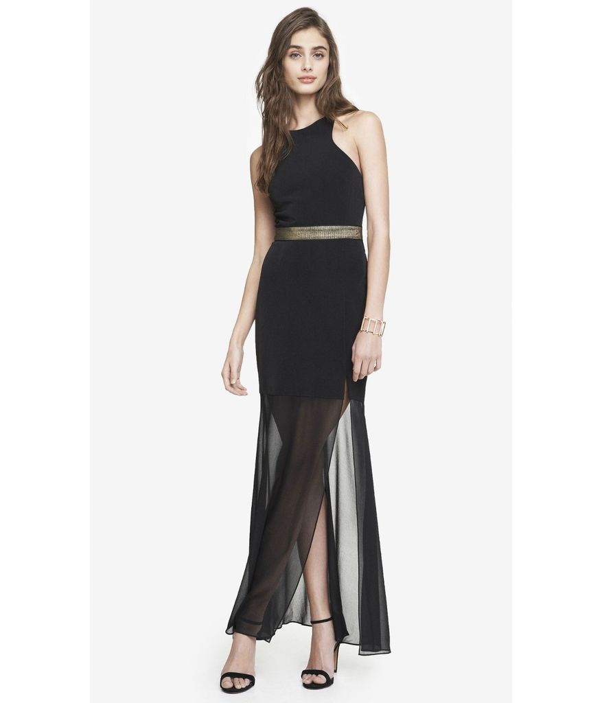 NEW Express $118 Crisscross Back Sheer Skirt Maxi Dress SZ 2 | eBay