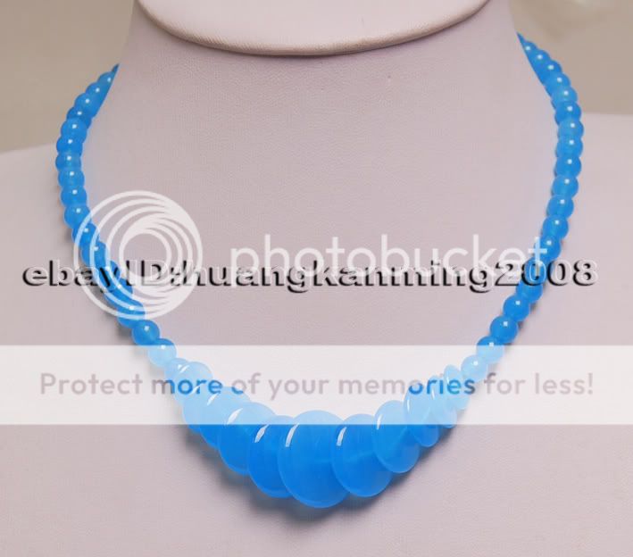 Beautiful 6 14mm Blue Chalcedony Jewelry Necklace 17