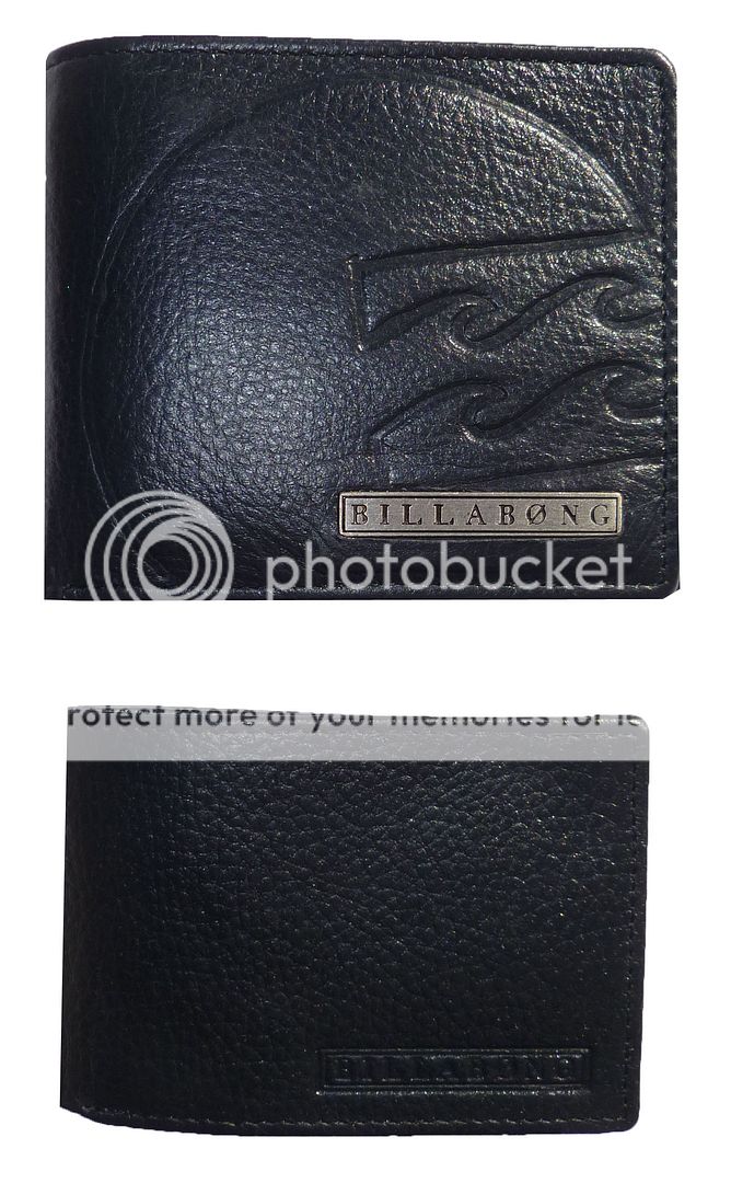 New in Box Billabong Mens Vault Black 2 in 1 Double Genuine Leather 